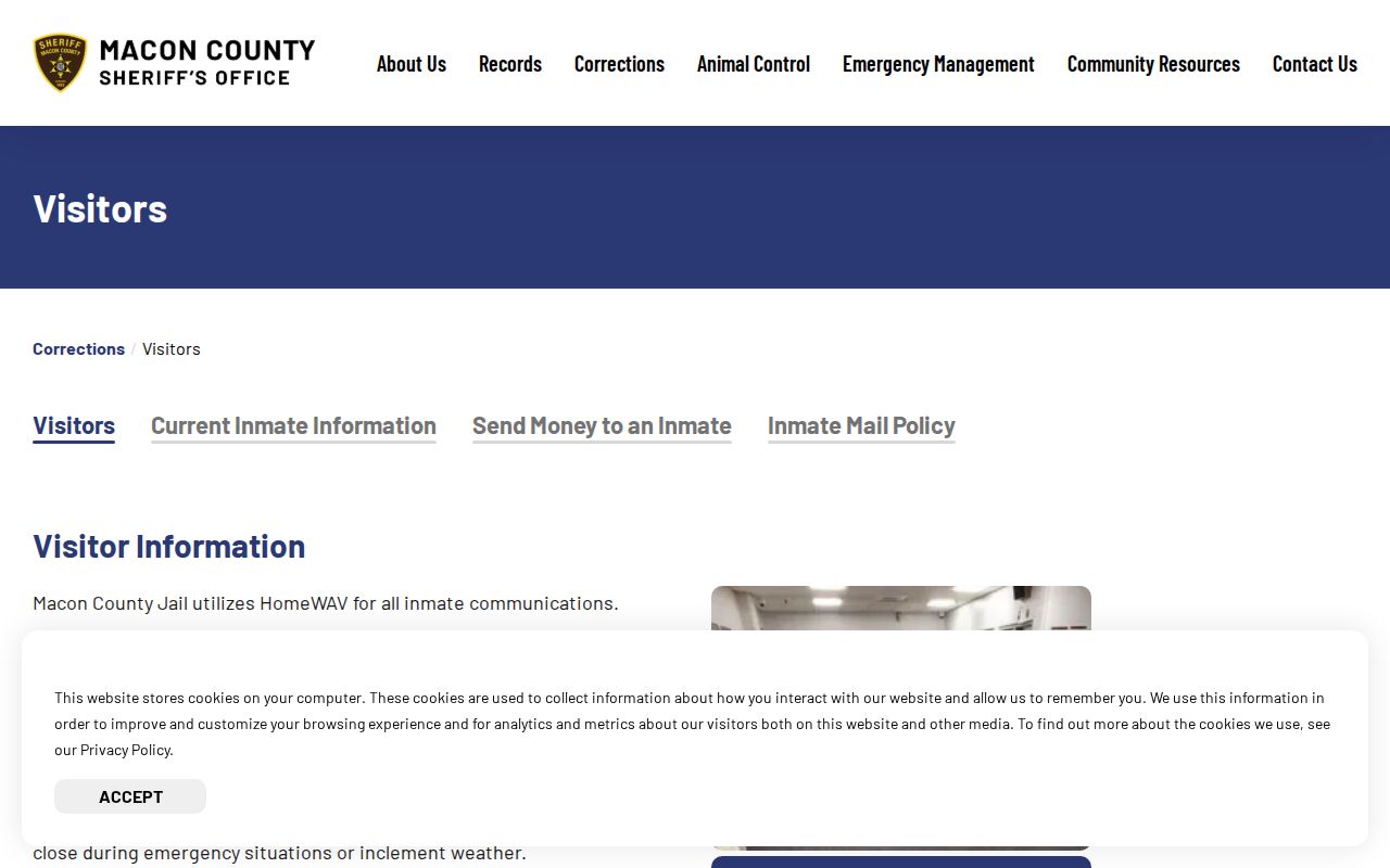 Macon County Corrections visitor and bond information