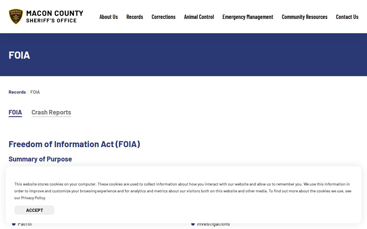 Macon County Sheriff's FOIA records request information